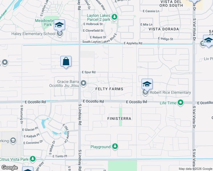 map of restaurants, bars, coffee shops, grocery stores, and more near 5502 South Concord Court in Gilbert