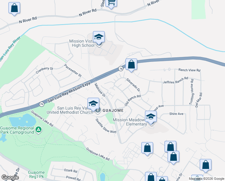 map of restaurants, bars, coffee shops, grocery stores, and more near 1515 Goldrush Way in Oceanside
