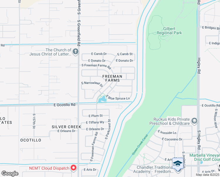 map of restaurants, bars, coffee shops, grocery stores, and more near 5506 South Parkcrest Street in Gilbert