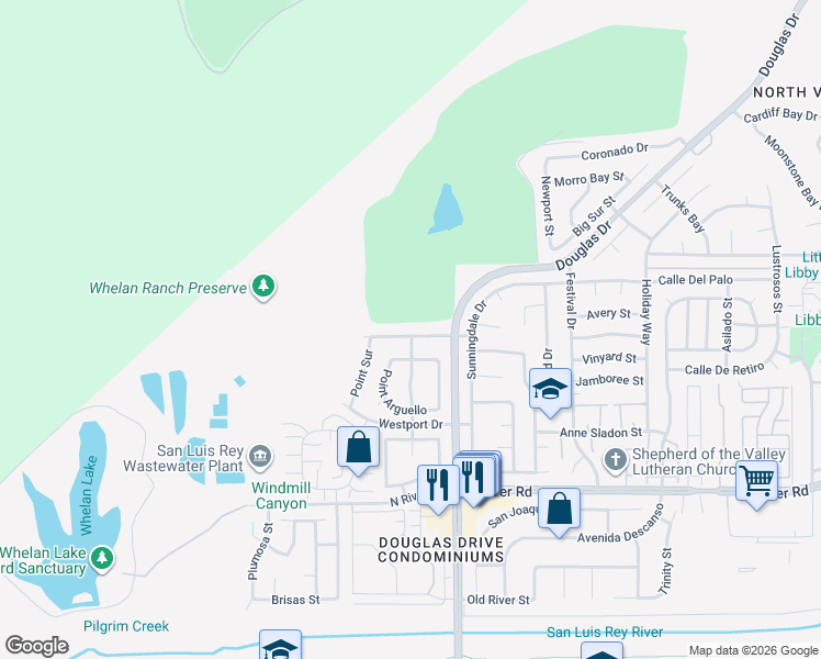 map of restaurants, bars, coffee shops, grocery stores, and more near 4430 Point Degada in Oceanside