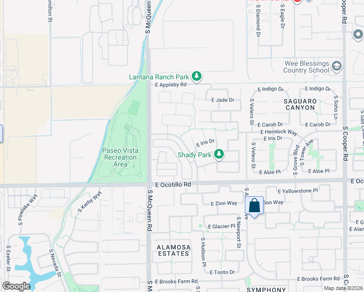 map of restaurants, bars, coffee shops, grocery stores, and more near 3780 South Senate Place in Chandler