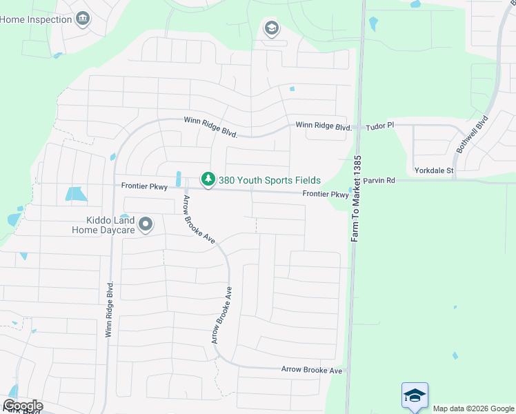 map of restaurants, bars, coffee shops, grocery stores, and more near 1604 Gold Mine Trail in Aubrey