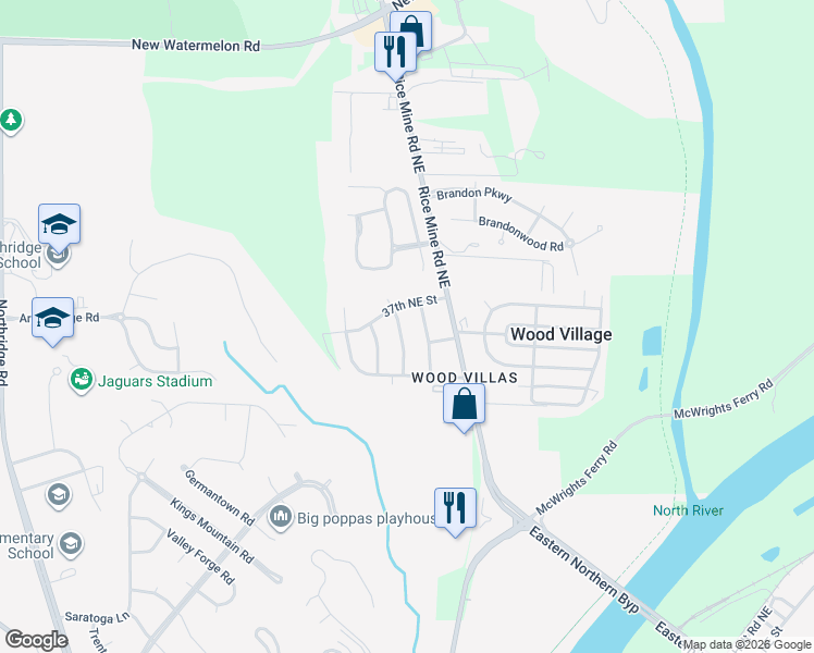 map of restaurants, bars, coffee shops, grocery stores, and more near 3611 18th Northeast Avenue in Tuscaloosa