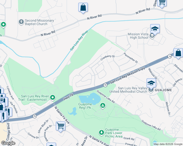 map of restaurants, bars, coffee shops, grocery stores, and more near 543 Boysenberry Way in Oceanside