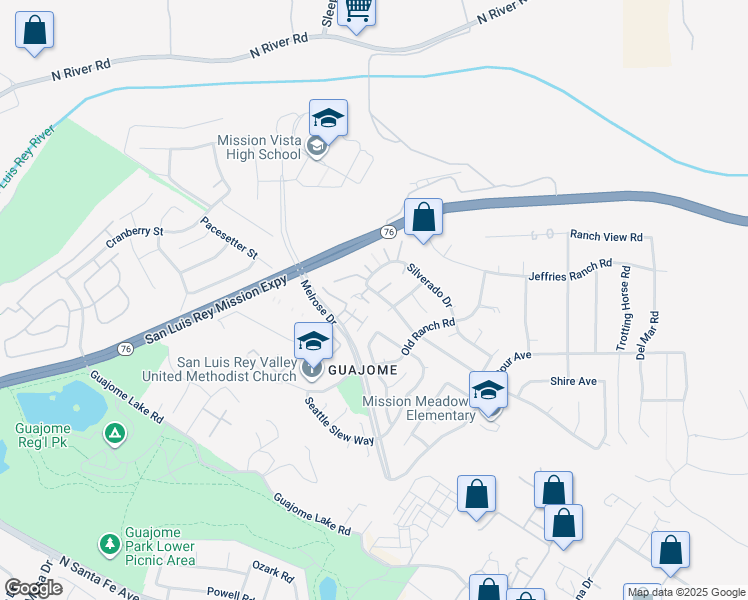 map of restaurants, bars, coffee shops, grocery stores, and more near 1518 Goldrush Way in Oceanside
