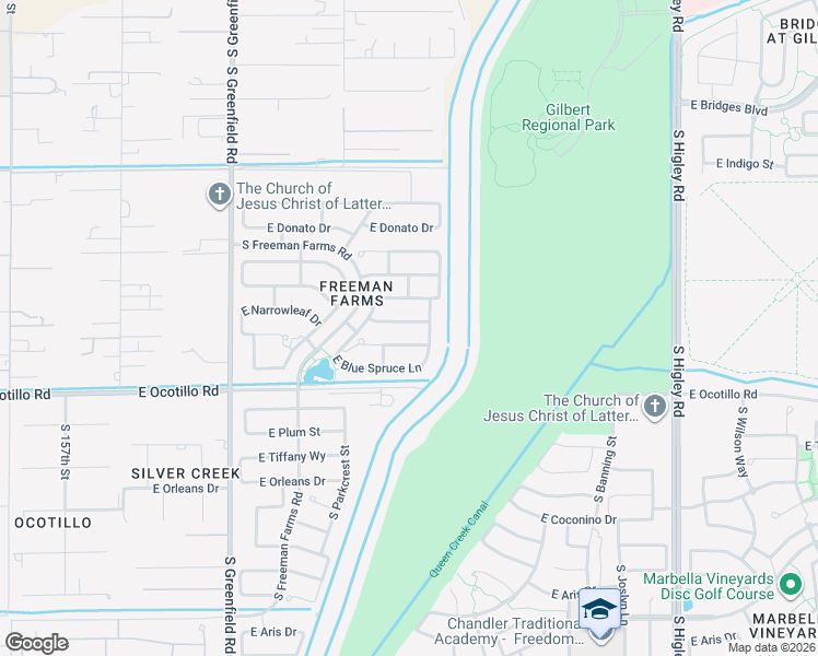map of restaurants, bars, coffee shops, grocery stores, and more near 2755 East Narrowleaf Drive in Gilbert