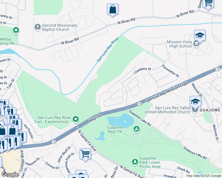 map of restaurants, bars, coffee shops, grocery stores, and more near 5349 Gooseberry Way in Oceanside