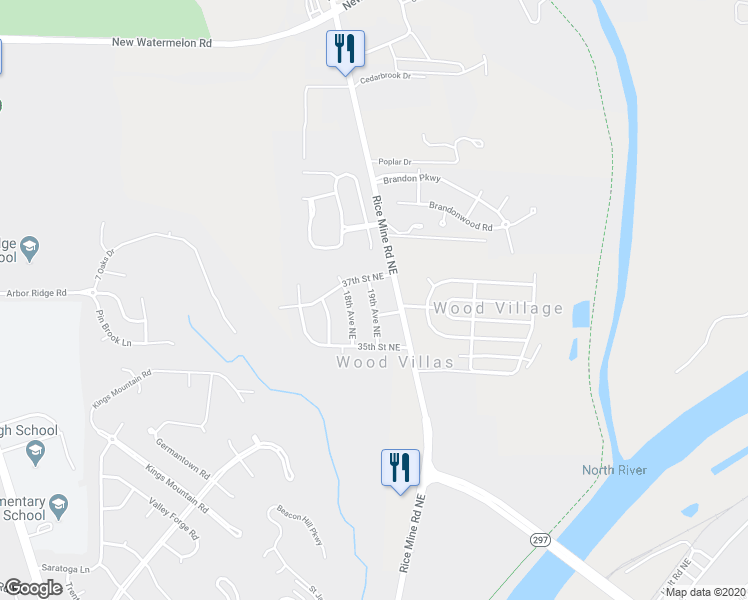map of restaurants, bars, coffee shops, grocery stores, and more near 3619 19th Avenue Northeast in Tuscaloosa