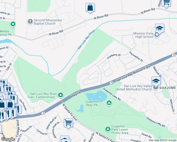 map of restaurants, bars, coffee shops, grocery stores, and more near 5349 Gooseberry Way in Oceanside