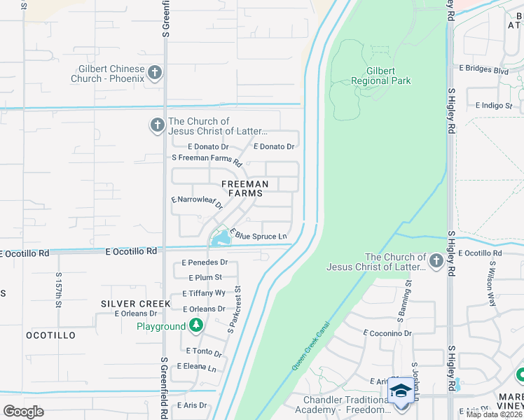 map of restaurants, bars, coffee shops, grocery stores, and more near 2692 East Sourwood Drive in Gilbert