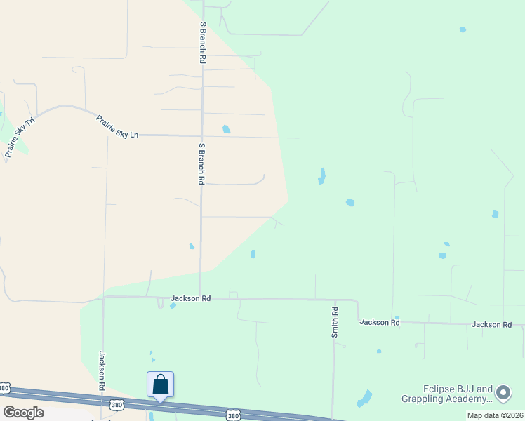 map of restaurants, bars, coffee shops, grocery stores, and more near 2390 South Branch Road in Krum