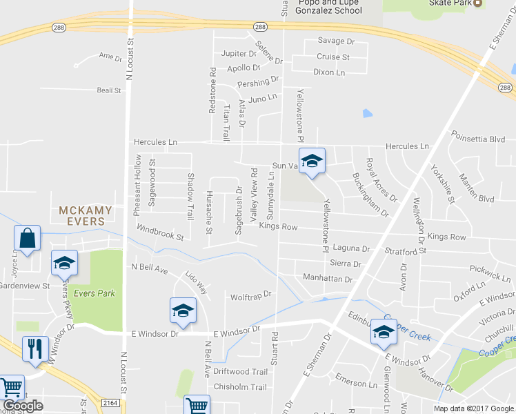map of restaurants, bars, coffee shops, grocery stores, and more near 3400 Valley View Road in Denton