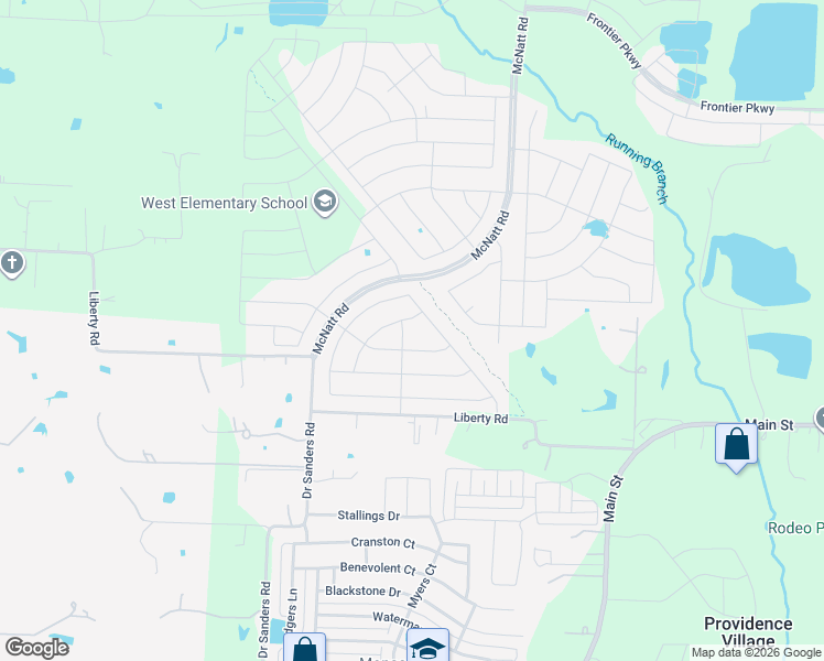 map of restaurants, bars, coffee shops, grocery stores, and more near 9913 Liberty Road in Aubrey
