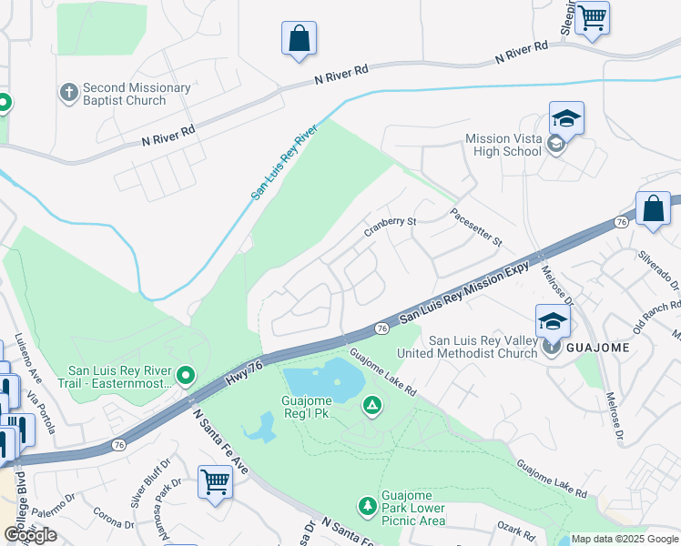 map of restaurants, bars, coffee shops, grocery stores, and more near 5432 Loganberry Way in Oceanside