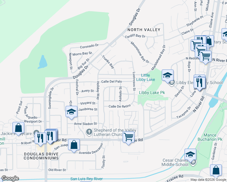 map of restaurants, bars, coffee shops, grocery stores, and more near 267 Fortunada Street in Oceanside