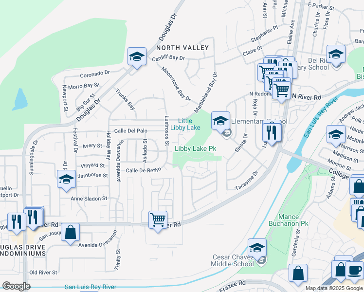 map of restaurants, bars, coffee shops, grocery stores, and more near 502 Calle Montecito in Oceanside