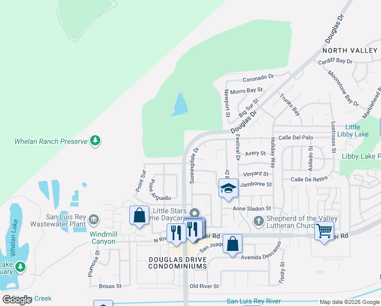 map of restaurants, bars, coffee shops, grocery stores, and more near 813 Sunningdale Drive in Oceanside