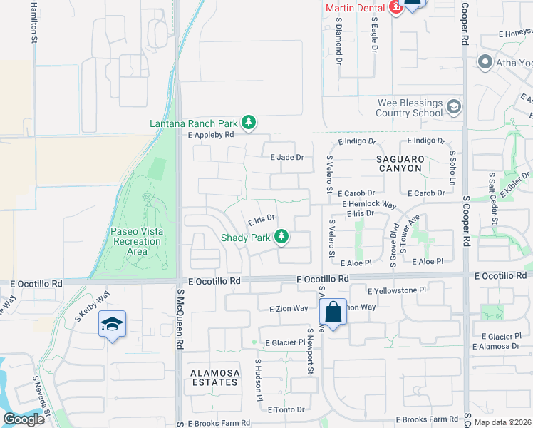 map of restaurants, bars, coffee shops, grocery stores, and more near 3773 South Hudson Place in Chandler