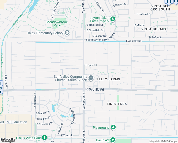 map of restaurants, bars, coffee shops, grocery stores, and more near 869 East Lodgepole Court in Gilbert