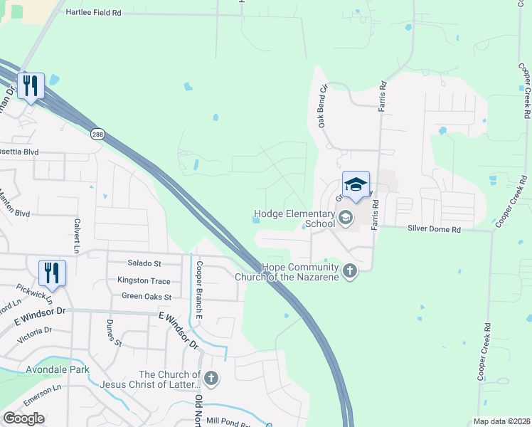 map of restaurants, bars, coffee shops, grocery stores, and more near 3101 Deerfield Drive in Denton