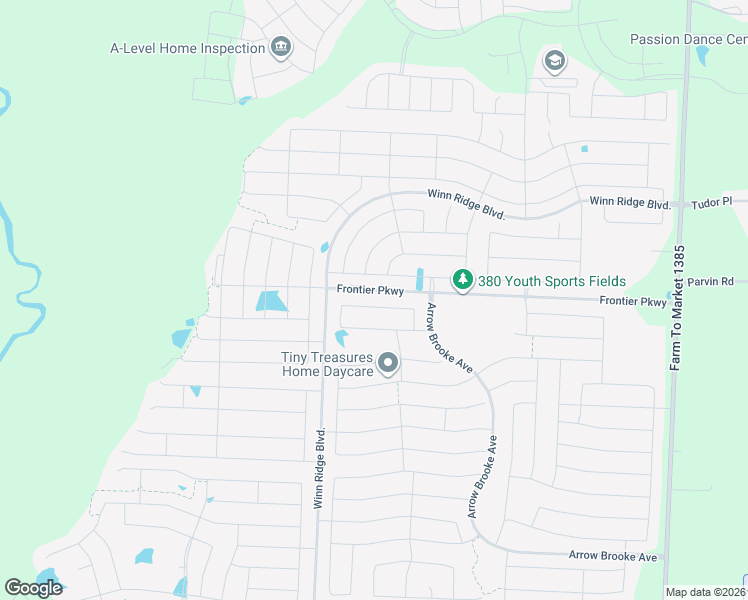 map of restaurants, bars, coffee shops, grocery stores, and more near 1204 Millican Ln in Aubrey