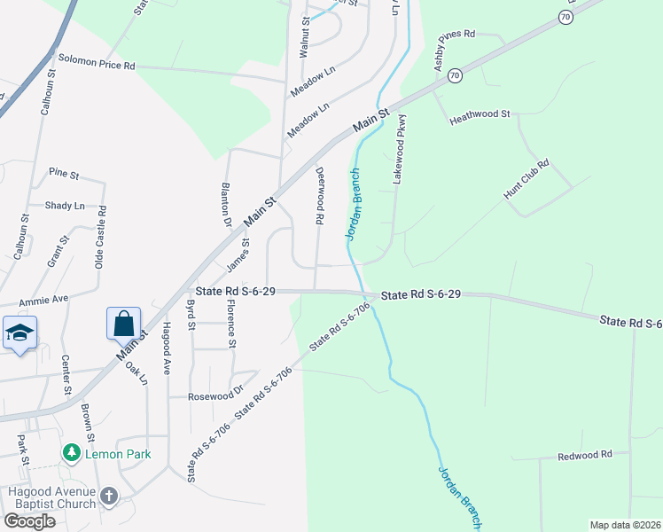 map of restaurants, bars, coffee shops, grocery stores, and more near 45 Lakewood Parkway in Barnwell