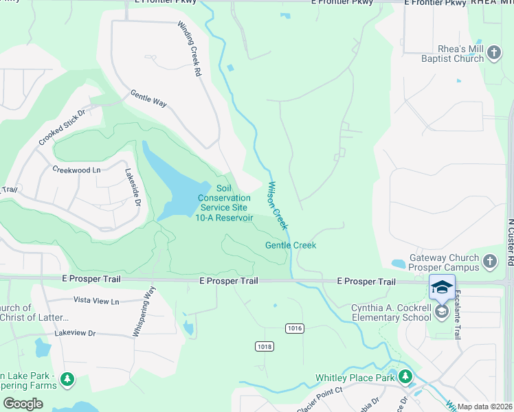 map of restaurants, bars, coffee shops, grocery stores, and more near 1200 Winding Creek Road in Prosper