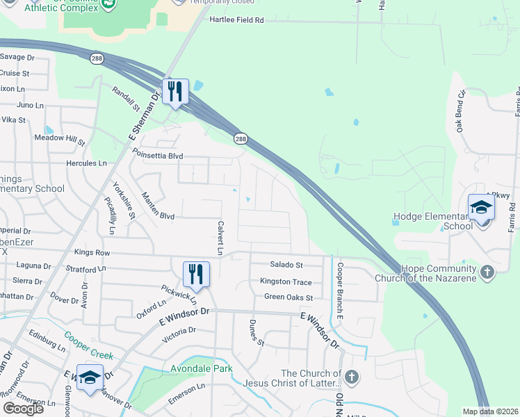 map of restaurants, bars, coffee shops, grocery stores, and more near 4009 Spur Trail Drive in Denton