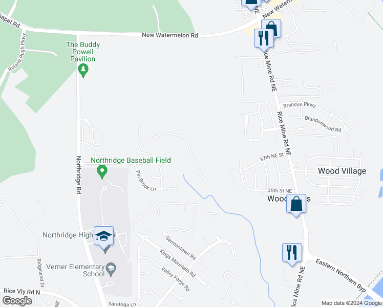 map of restaurants, bars, coffee shops, grocery stores, and more near 7 Oaks Drive in Tuscaloosa