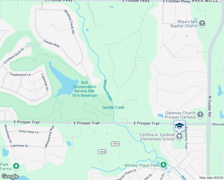 map of restaurants, bars, coffee shops, grocery stores, and more near 1285 Wheatland Road in Prosper