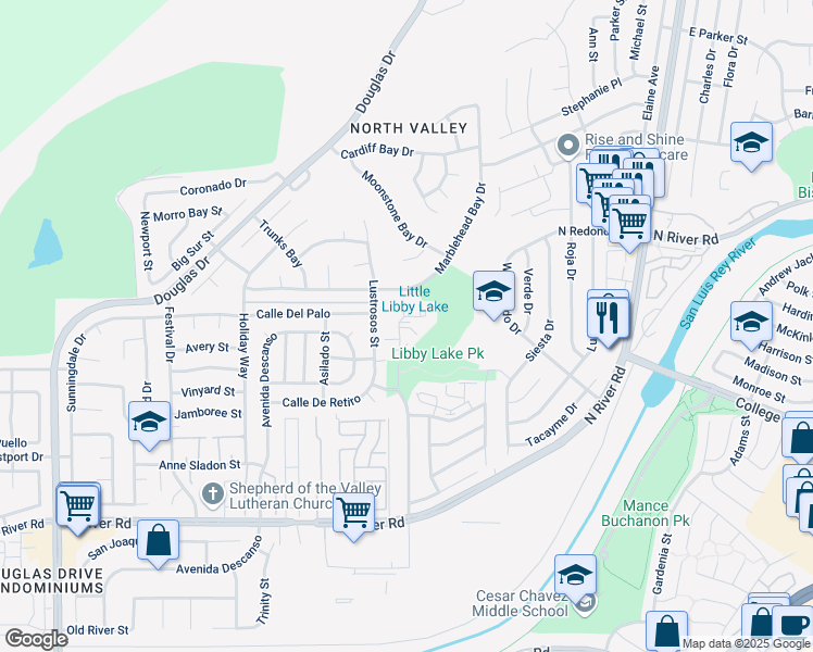 map of restaurants, bars, coffee shops, grocery stores, and more near 522 Calle Montecito in Oceanside