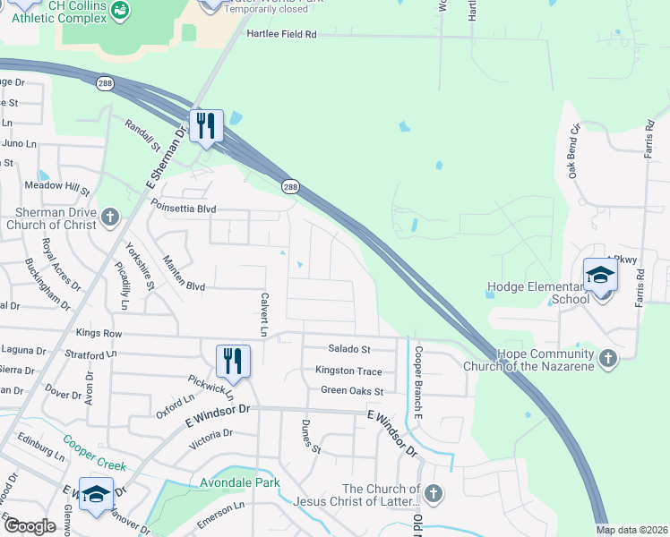 map of restaurants, bars, coffee shops, grocery stores, and more near 4008 Mill Run Road in Denton