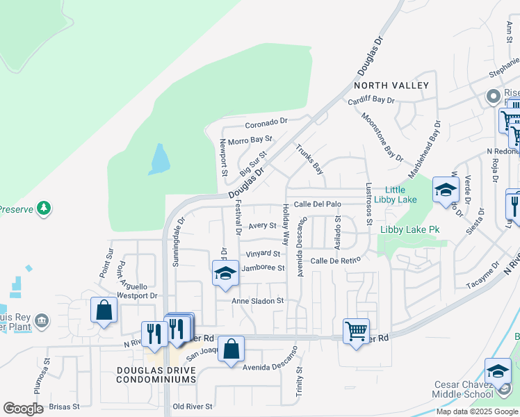 map of restaurants, bars, coffee shops, grocery stores, and more near 4569 Calle Del Palo in Oceanside