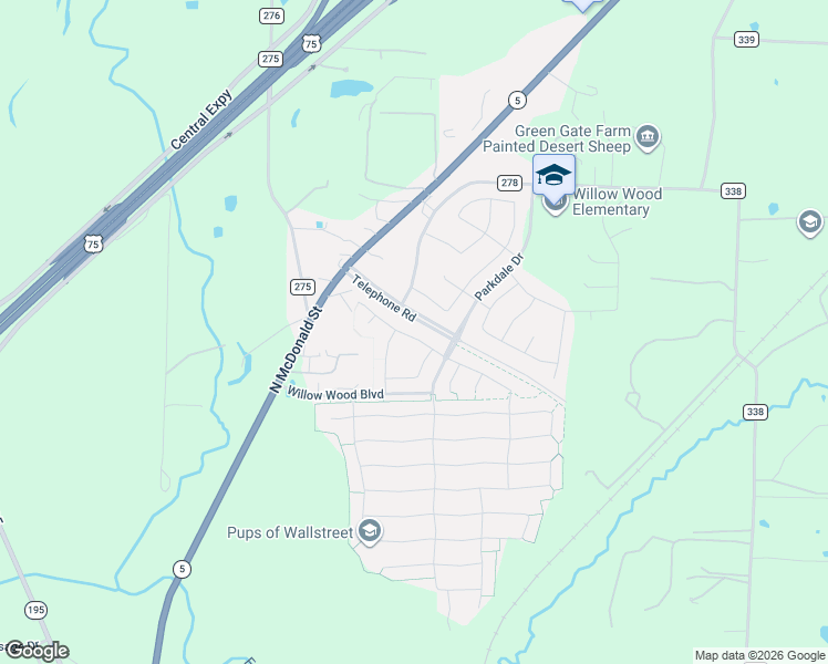 map of restaurants, bars, coffee shops, grocery stores, and more near 1001 Lancaster Drive in McKinney