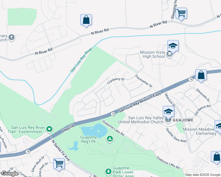 map of restaurants, bars, coffee shops, grocery stores, and more near 5475 Loganberry Way in Oceanside