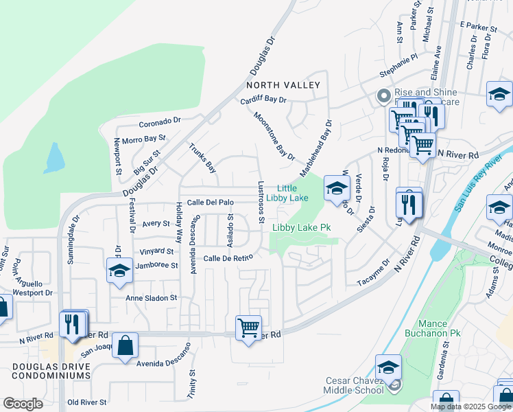 map of restaurants, bars, coffee shops, grocery stores, and more near 4671 Calle Del Palo in Oceanside