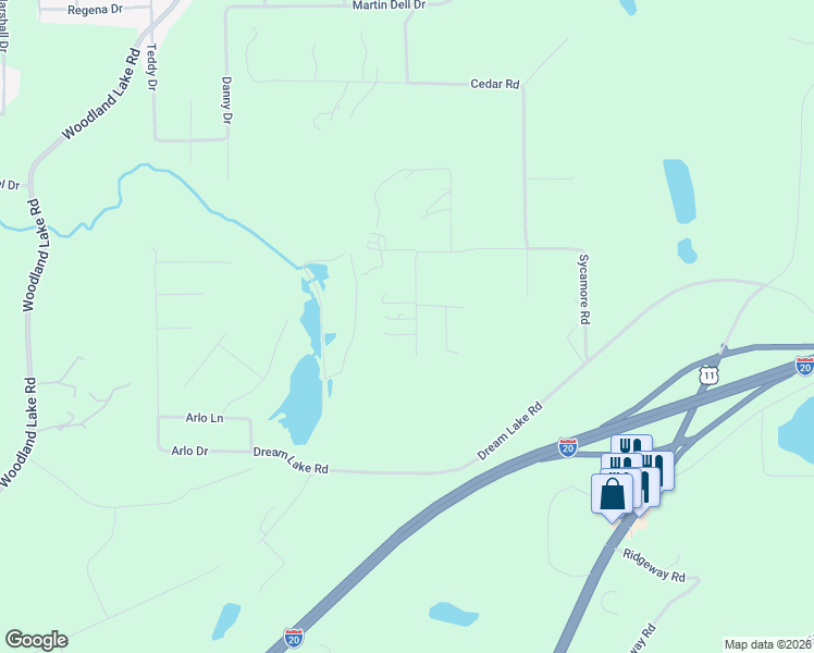map of restaurants, bars, coffee shops, grocery stores, and more near 20850 Sycamore Road in McCalla
