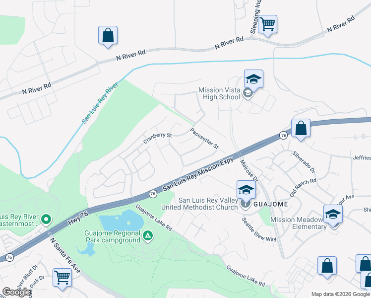 map of restaurants, bars, coffee shops, grocery stores, and more near 5507 Starlight Avenue in Oceanside