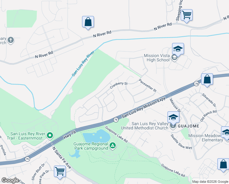 map of restaurants, bars, coffee shops, grocery stores, and more near 5475 Loganberry Way in Oceanside
