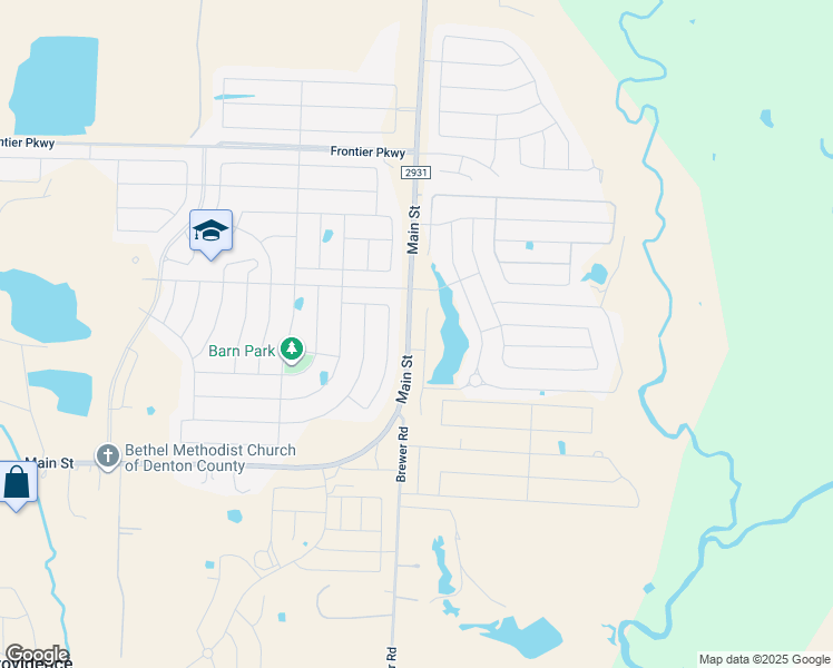 map of restaurants, bars, coffee shops, grocery stores, and more near 4014 Main Street in Aubrey