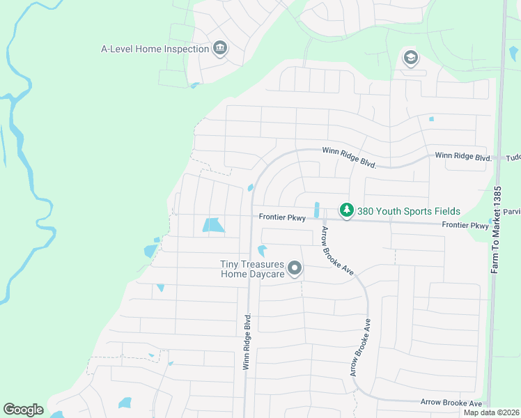 map of restaurants, bars, coffee shops, grocery stores, and more near 1104 Millican Ln in Aubrey