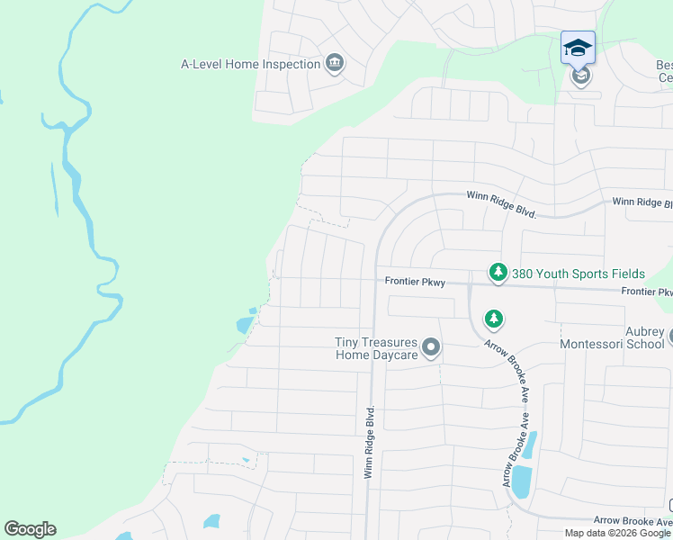 map of restaurants, bars, coffee shops, grocery stores, and more near 2600 Wesley Avenue in Aubrey