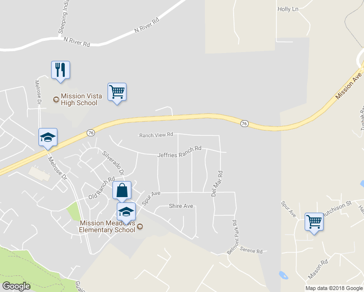 map of restaurants, bars, coffee shops, grocery stores, and more near 1592 Wagon Wheel Drive in Oceanside