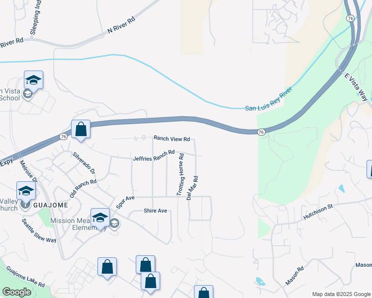 map of restaurants, bars, coffee shops, grocery stores, and more near 5864 Jeffries Ranch Road in Oceanside