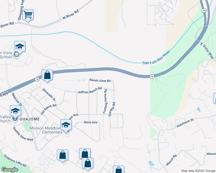 map of restaurants, bars, coffee shops, grocery stores, and more near 5864 Jeffries Ranch Road in Oceanside
