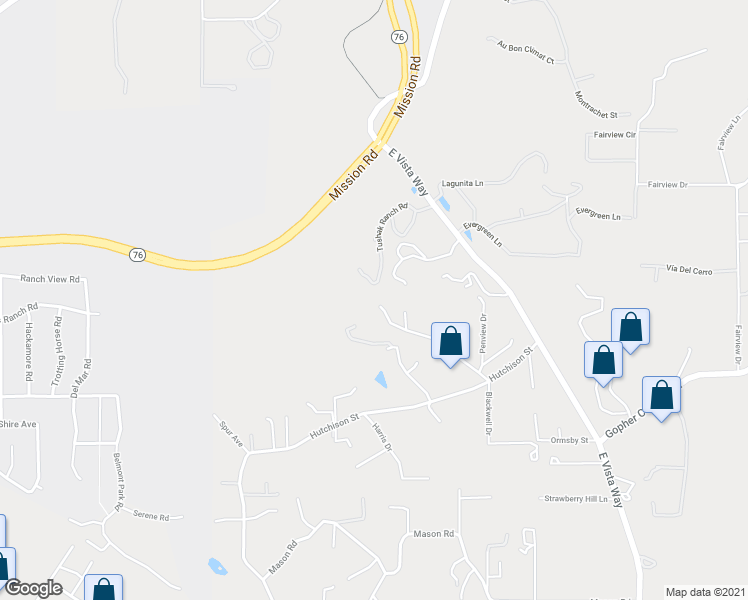 map of restaurants, bars, coffee shops, grocery stores, and more near 3247 Blackwell Drive in Vista