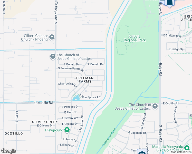 map of restaurants, bars, coffee shops, grocery stores, and more near 2680 East Lodgepole Drive in Gilbert