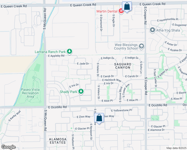 map of restaurants, bars, coffee shops, grocery stores, and more near 3687 South Newport Street in Chandler