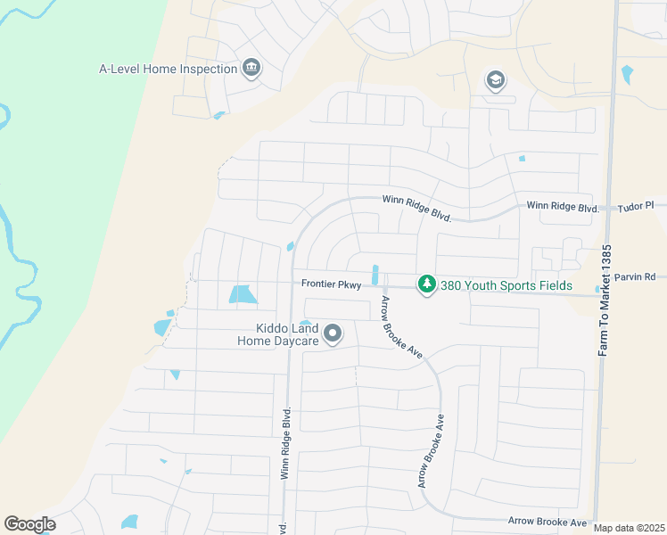 map of restaurants, bars, coffee shops, grocery stores, and more near 1204 Millican Ln in Aubrey