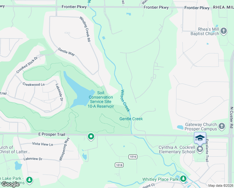 map of restaurants, bars, coffee shops, grocery stores, and more near 1200 Winding Creek Road in Prosper